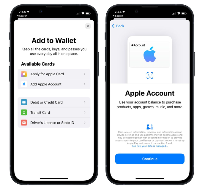 山阴苹果手机维修分享iOS 15.5钱包App如何添加 Apple 账户 